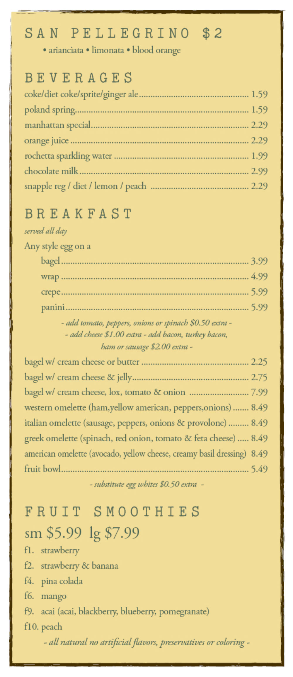 Panino Rustico Menu